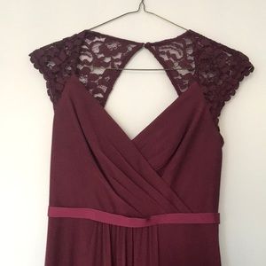 David’s Bridal Long Mesh Dress with Cap Sleeves